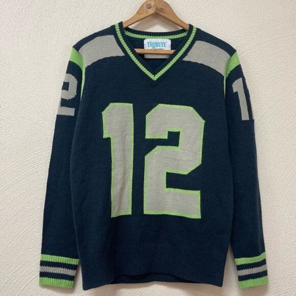 Tribute Seattle Seahawks Blue & Green 12 Sweater Sz XS - Picture 1 of 4